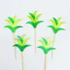 Tarjeta de Pastel de Hierba Verde Pastoral Hierba Verde Mori Planta Decoración de Pastel de Cumpleaños Enchufe Mesa de Postres Enchufe