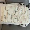 Pijamas de manga larga de primavera y otoño para mujer, de algodón con nubes y tela arrugada, estilo princesa dulce, estilo japonés, ropa fresca para el hogar.
