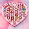 Novo anel infantil de desenho animado para meninas, joias de princesa, cristal, gema, diamante, meninas