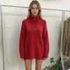 Suéter pullover de mujer con media cremallera otoño e invierno Nuevo Retro estilo japonés holgado perezoso suave pegajoso grueso suéter prenda exterior