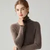 Suéter de punto con encaje y cuello alto para otoño e invierno, prenda interior de manga larga para mujer, color liso, estilo suave, corte ajustado, top interior ceñido
