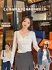 Camiseta Base de Algodón Puro para Mujer Manga Larga Fina 2026 Otoño/Invierno Ropa Interior Ropa de Otoño Corte Ajustado Elegante Versátil Top de Nicho