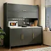 Estante de cocina de pie multicapa, gabinete para horno de microondas, aparador multifuncional de acero al carbono, encimera de losa de roca, gabinete