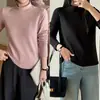 Camiseta Interior de Cuello Medio Alto para Mujer Talla Grande 200 Jin MM Otoño e Invierno Versátil Adelgazante Manga Larga Camiseta Top Ropa Exterior