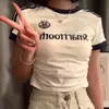 Camiseta Deportiva de Manga Corta con Pliegues de Tres Barras en el Hombro Derecho Estilo Americano para Mujer con Diseño de Nicho, Top Corto Dulce Sexy Ajustado