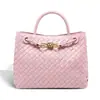 Bolso de Mano Tejido para Mujer 2025 Nuevo Gran Capacidad Versátil Bolso de Hombro Cruzado Debajo del Brazo Retro Mate