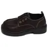 Mocasines de Estilo Británico con Punta Redonda, Hebilla Metálica, Suela Gruesa y Piel Suave, Nuevo Estilo Otoño/Invierno 2026, Versátiles para el Trabajo y el Uso Diario, Zapatos Pequeños de Piel