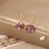 Brincos de Gancho Zircônia Roxa Ultra Brilhantes Mais Vendidos, Moda de Alto Padrão, Brincos Exquisitos e Elegantes, Colar Deusa de Luxo Leve