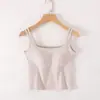 Dropshipping Primavera e Verão Novo Versátil Alça Dupla nas Costas Camisola com Bojo, Adequada para Uso Interno e Externo, Regata Básica Slim Fit para Mulheres