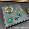 Nuevo juego de joyería de cristal facetado, lujoso collar de diamantes completos, pulsera y pendientes de alta gama, juego de joyería de tres piezas, al por mayor.