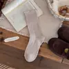 Calcetines para mujer YOUJIAXIU, calcetines apilados con borde de volantes estilo ballet, calcetines versátiles de estilo japonés color liso con rayas verticales de media pantorrilla