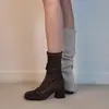 Botines estilizados Chuyuji de estilo francés, elegantes y delicados, inspirados en el ballet, con moño, cierre trasero, tacón grueso y punta redonda para mujer