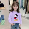 H2013 # Camiseta de Manga Longa para Meninas Primavera 2025 Novo Estilo Primavera e Outono Camiseta Básica Infantil Roupas de Algodão Puro Tops