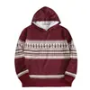 Sudadera con capucha de Papá Noel para hombre, color rojo vino, estilo étnico retro, holgada, tipo pullover para otoño e invierno, venta al por mayor para exportación