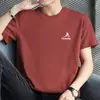 Camiseta de Algodão Puro Masculina Manga Curta Gola Redonda Top Branco Tendência Verão Algodão Manga Meia Tendência Marca Camiseta Estampada