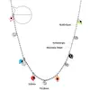 Cadena para la clavícula de joyería transfronteriza con diseño creativo de círculo hueco y cruz, collar de cuentas de ojo de color mixto, cadena de cuentas de acero inoxidable