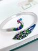 Pulseira de abertura de cor esmalte feita à mão com fênix, abertura de pavão, estilo nacional retrô, fábrica de joias de prata, direto da fábrica, prata