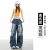 Pantalones Cargo de Moda Callejera Americana para Mujer con Diseño Único, Estilo de Nicho, Sueltos de Pierna Ancha Casuales de Mezclilla Largos
