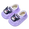 Pantuflas de invierno para niños Sanrio, cálidas y con forro polar, impermeables, diseño de Kuromi, para niños y niñas, adecuadas para usar en interiores