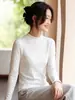 Suéter de punto de manga larga con cuello alto a la mitad, estilo casual para mujer, corte ajustado, acanalado, capa base versátil, top interior de moda