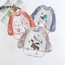 Bebê comer macacão babadores meninas primavera e outono de manga comprida bebê algodão à prova dwaterproof água meninos reverso usar avental das crianças