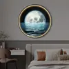 Estrellas y Mar Pintura Decorativa Redonda para Vestíbulo Pintura Iluminada con LED Estilo Lujo Ligero Pintura Colgante de Mesita de Noche Pintura de Pared de Fondo para Pasillo