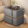 Mesita de noche inteligente de madera maciza, mueble de dormitorio de lujo de alta gama para el hogar con altavoz, carga inalámbrica, almacenamiento, no requiere instalación
