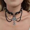 Collar Gótico Diablo Cruz Araña Borla Remache Hip Hop Personalidad Sentido del Diseño Exagerado Punk