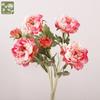 Peônia Europeia Flocada Pequena Flor de Peônia Artificial de 3 Cabeças Casamento Hotel Flor Decorativa Flor de Peônia de Alta Qualidade Flor Artificial