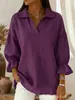 Ropa de mujer de comercio electrónico transfronterizo de Amazon europeo y americano: nueva colección primavera/otoño, color liso, casual, corte holgado, top de manga larga moderno con cuello de solapa