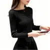 Suéter de punto de hilo de núcleo con cuello asimétrico, top de capa base para mujer, nuevo tejido de punto versátil, elegante, ajustado