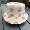 Chapéu de Pescador Infantil Novo Estilo Primavera e Verão Desenho de Urso para Meninos e Meninas Proteção Solar para Bebês Aba Larga Chapéu Fofo Fino