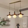 Lámpara Colgante de Restaurante Estilo Vintage Nuevo 2026, Lámpara Colgante de Tres Cabezas Forma de OVNI para Sala de Café, Lámpara de Mesita de Noche para Dormitorio Color Nogal