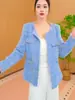 Ropa exterior de primavera y otoño para mujeres de mediana edad y mayores, tops casuales y versátiles de corte holgado y elegantes, ropa exterior estilo Chanel, ropa formal