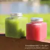Botella de Embalaje de Plástico Desechable Cuadrada de 500 ml, Botella para Llevar de Té de Leche con Tapa de Aluminio y Popote, Botella de Bebida de Jugo de Gran Capacidad
