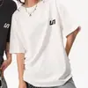 Camiseta Retro Americana com Estampa de Letras de Manga Curta para Homens e Mulheres, Verão Resistente Tendência Marca Solta Casual, Meia-Manga de Casal de Alta Qualidade