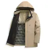 Casaco de algodão com enchimento de plumas e capuz masculino, jaqueta de algodão quente e larga para o inverno, top parka, casaco de algodão moderno