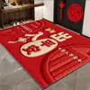 Alfombra de Piso de Terciopelo de Cristal Roja para Año Nuevo para Puerta de Entrada, Resistente a Manchas y Lavable, Adecuada para Vestíbulo y Área de Cambio de Zapatos