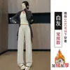 Calça feminina cinza de perna larga, novo estilo primavera 2026, solta, casual, com caimento relaxado, corte reto, versão estreita, adequada para figuras petites