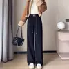 Calça Wide Leg Ultra-Grossa com Forro de Fleece para Mulheres 2025 Outono e Inverno Novo Estilo Ins do Nordeste Casual Solta Cintura Alta Reta
