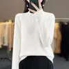 Suéter de punto estilo francés con cuello alto medio y adornos de pedrería, para mujer, otoño e invierno, suave y cálido, de manga larga, capa base, elegante jersey para llevar debajo