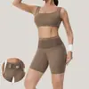 Conjunto Fitness Amazon Rússia Transfronteiriço Esportes ao Ar Livre Malha Cintura Shorts de Yoga Apertados e Regata Conjunto de Duas Peças