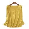 Otoño 2021 Estilo Coreano Casual Holgado Camiseta Básica para Mujer Camiseta de Manga Larga con Cuello en V para Mujer Top de Capa Interior para Mujer Color Sólido Nuevo Estilo