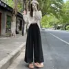 Calça Wide-Leg Feminina Estilo Old Money para Outono, Cintura Alta, Emagrecimento, Solta, Perna Reta, Casual, Comprimento Cropped, Inclui Cinto