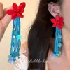 Brincos de Flor Tecida Estilo Resort Romano para Mulheres, Presilhas de Orelha, Brincos Elegantes de Alto Padrão, Brincos de Pino Exagerados para Praia