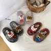 Pantuflas de peluche de oso de dibujos animados, pantuflas de algodón para interiores de otoño para niños, cómodas y cálidas, pantuflas de algodón de una tira