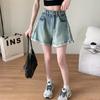 2026 Nuevos Shorts de Mezclilla de Pierna Ancha con Dobladillo Enrollado de Cintura Alta Adelgazantes para Mujer Tallas Grandes para Mujeres Curvilíneas, Pantalones Cortos Ajustados de Pierna Recta que Cubren el Cuerpo