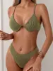 Novo Maiô Europeu e Americano Dividido Transfronteiriço da Amazon Sexy Justo Cor Sólida com Aro Maiô Feminino Pronta Entrega Atacado