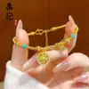 Pulseira de borboleta de cabaça a laser de ouro antigo de alta cor loja de ouro com joias flash nicho de luxo quatro folhas