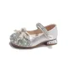 Zapatos de princesa para niñas de tacón alto con velcro, zapatos de piel estilo princesa para niñas, zapatos nuevos de suela blanda para niñas pequeñas para primavera y otoño